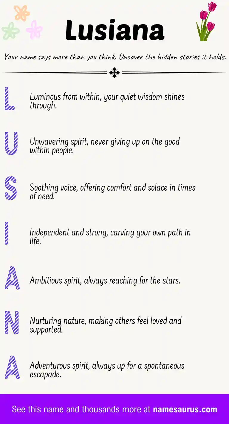 Acrostic poem about Lusiana.