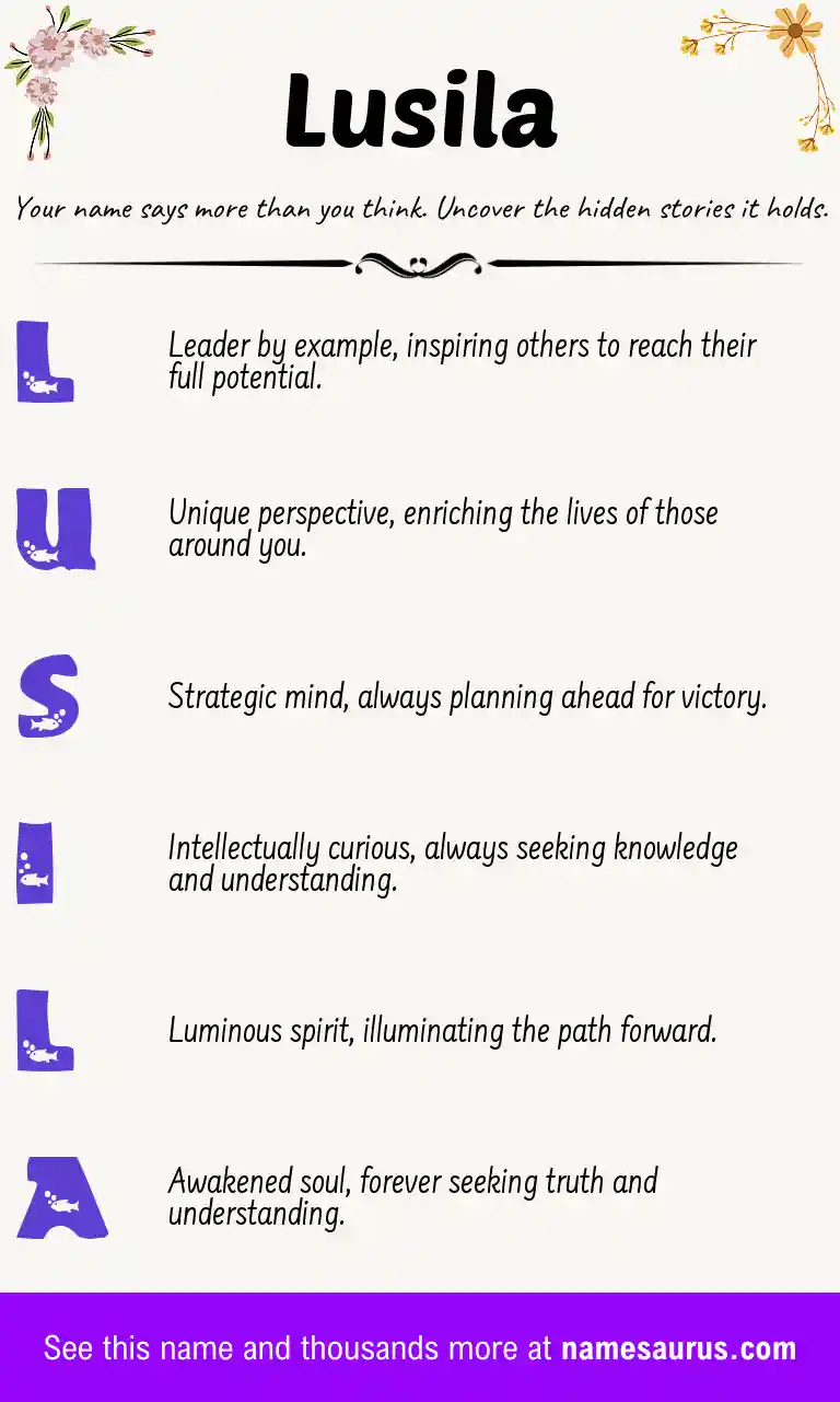 Acrostic poem about Lusila.