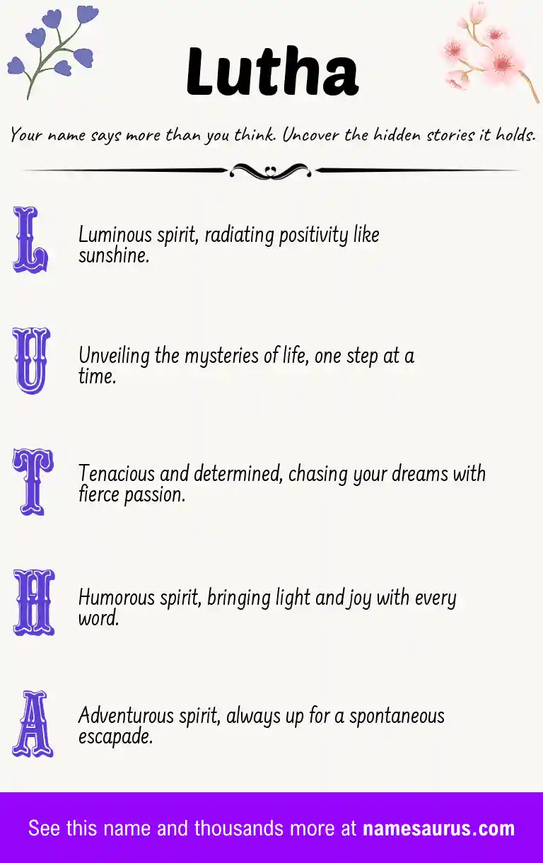 Acrostic poem about Lutha.