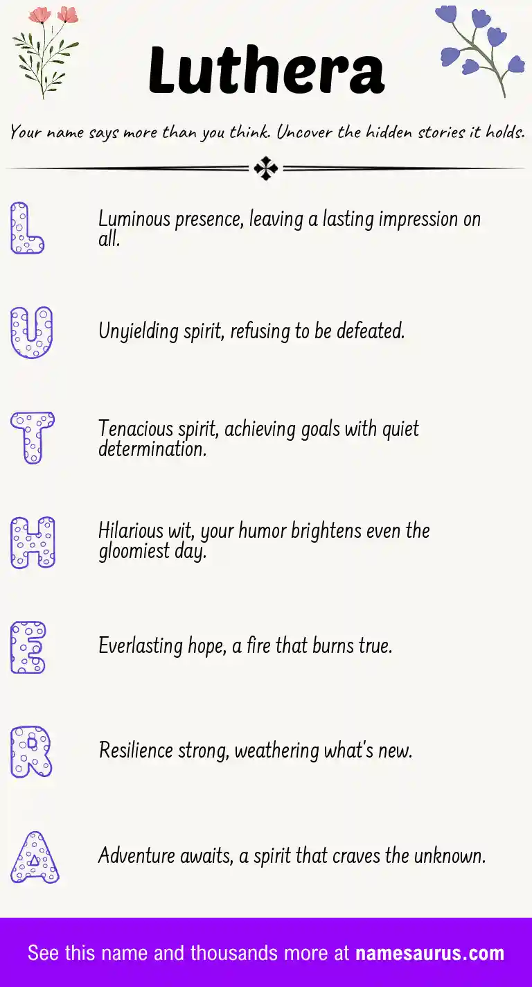 Acrostic poem about Luthera.