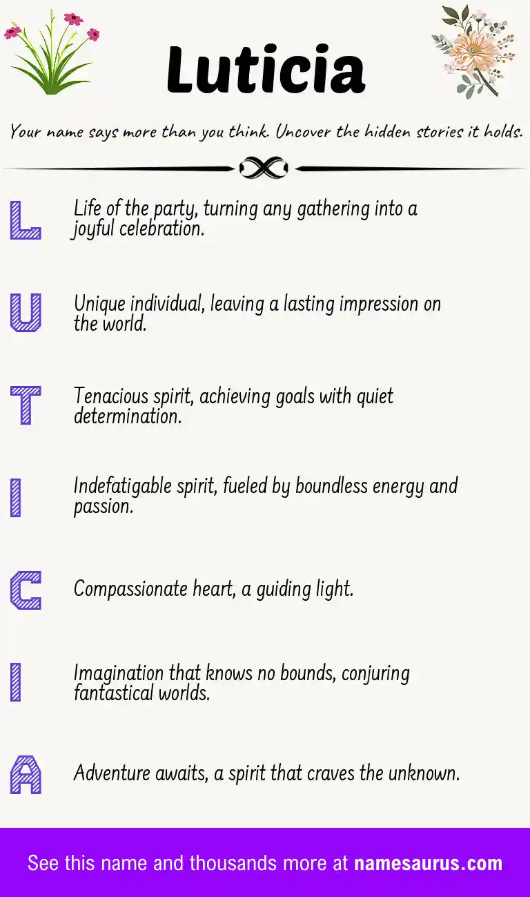 Acrostic poem about Luticia.