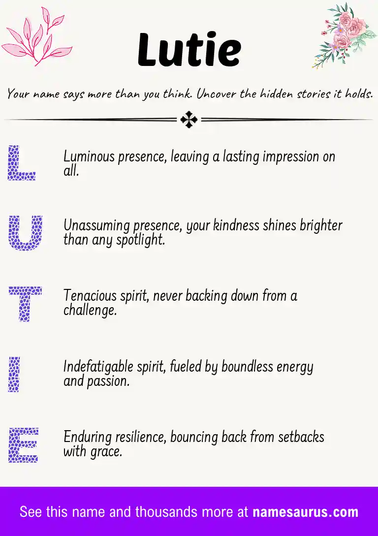 Acrostic poem about Lutie.