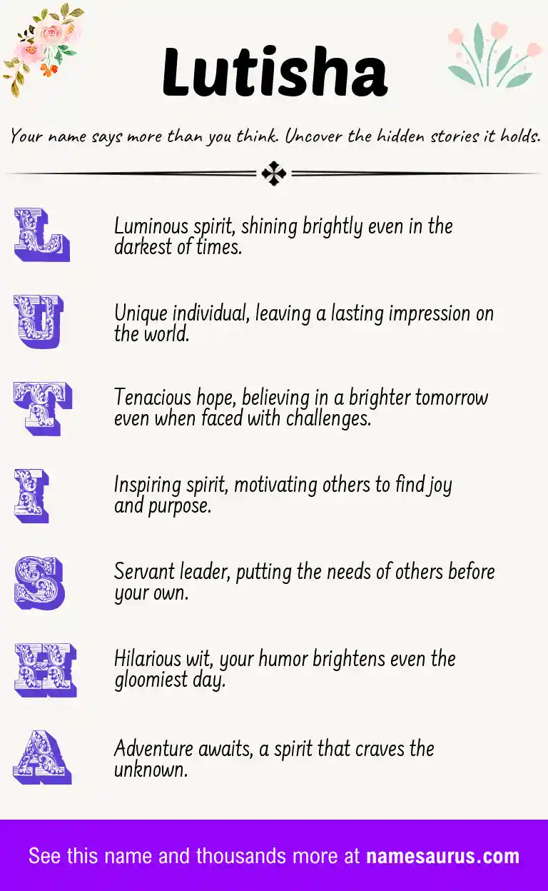 Acrostic poem about Lutisha.