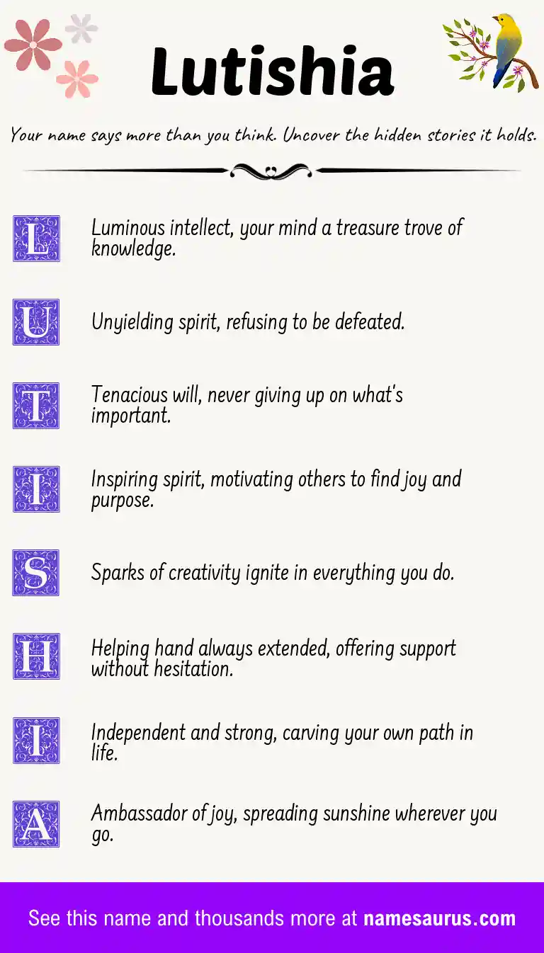 Acrostic poem about Lutishia.