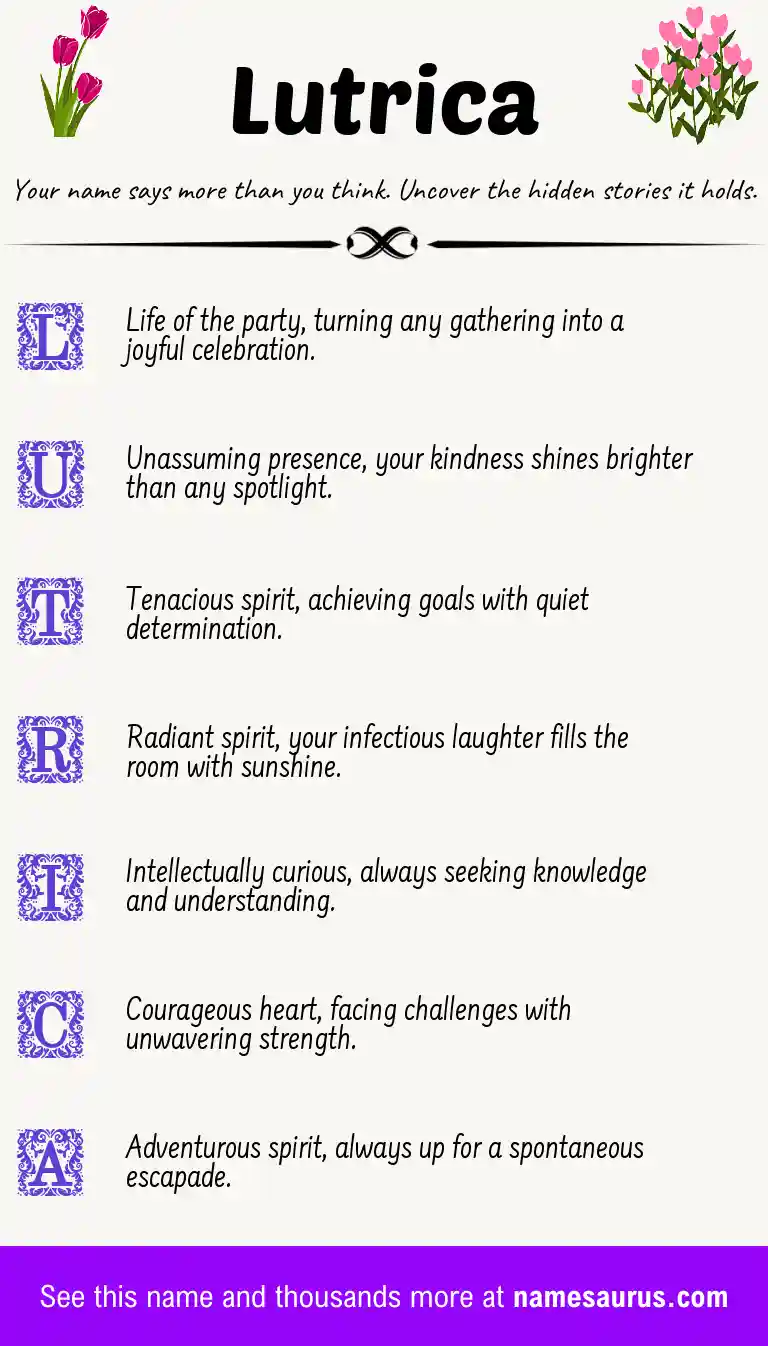 Acrostic poem about Lutrica.