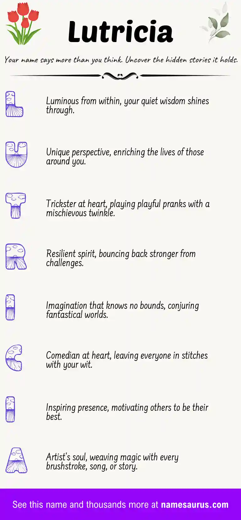 Acrostic poem about Lutricia.