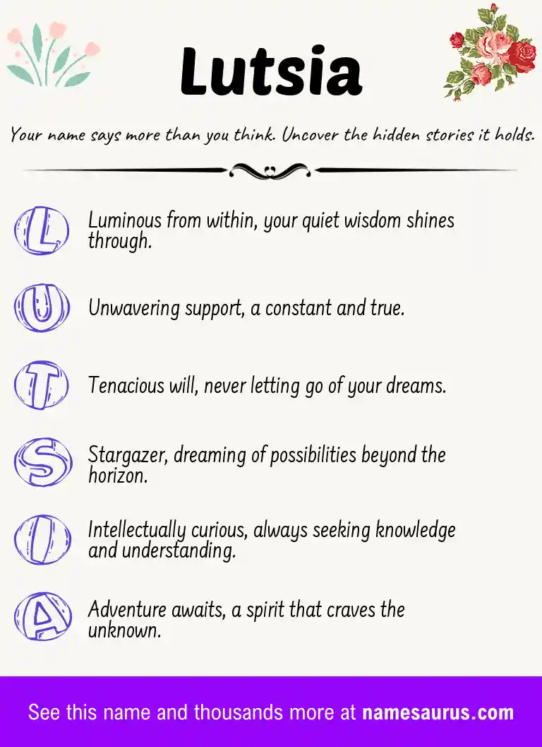 Acrostic poem about Lutsia.