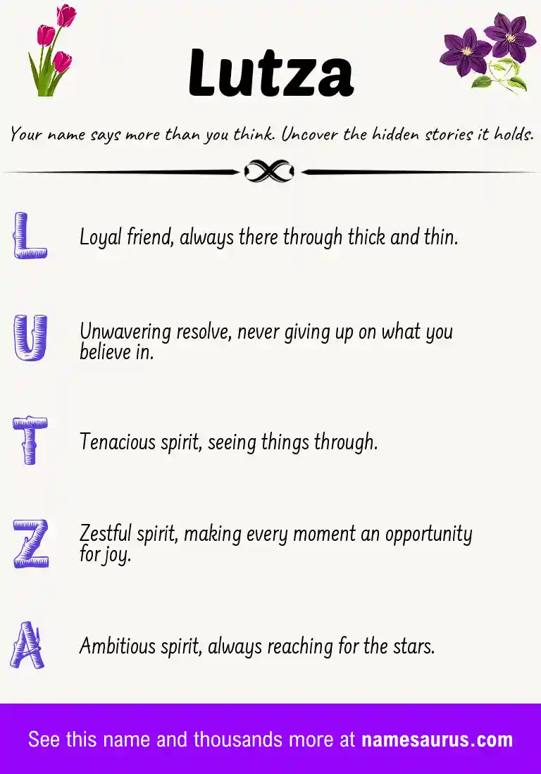 Acrostic poem about Lutza.