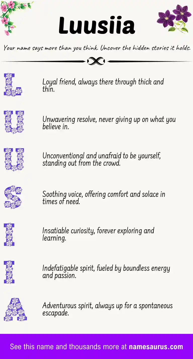Acrostic poem about Luusiia.