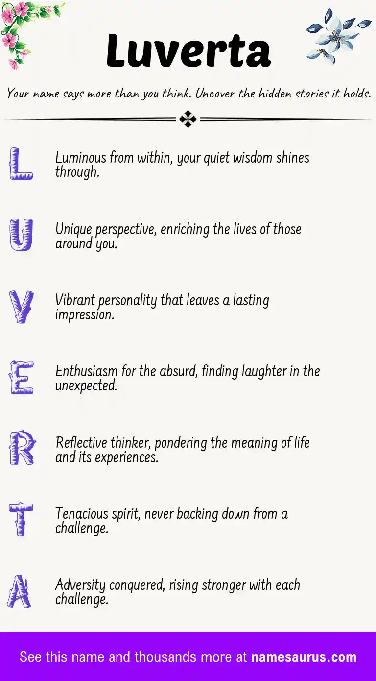 Acrostic poem about Luverta.