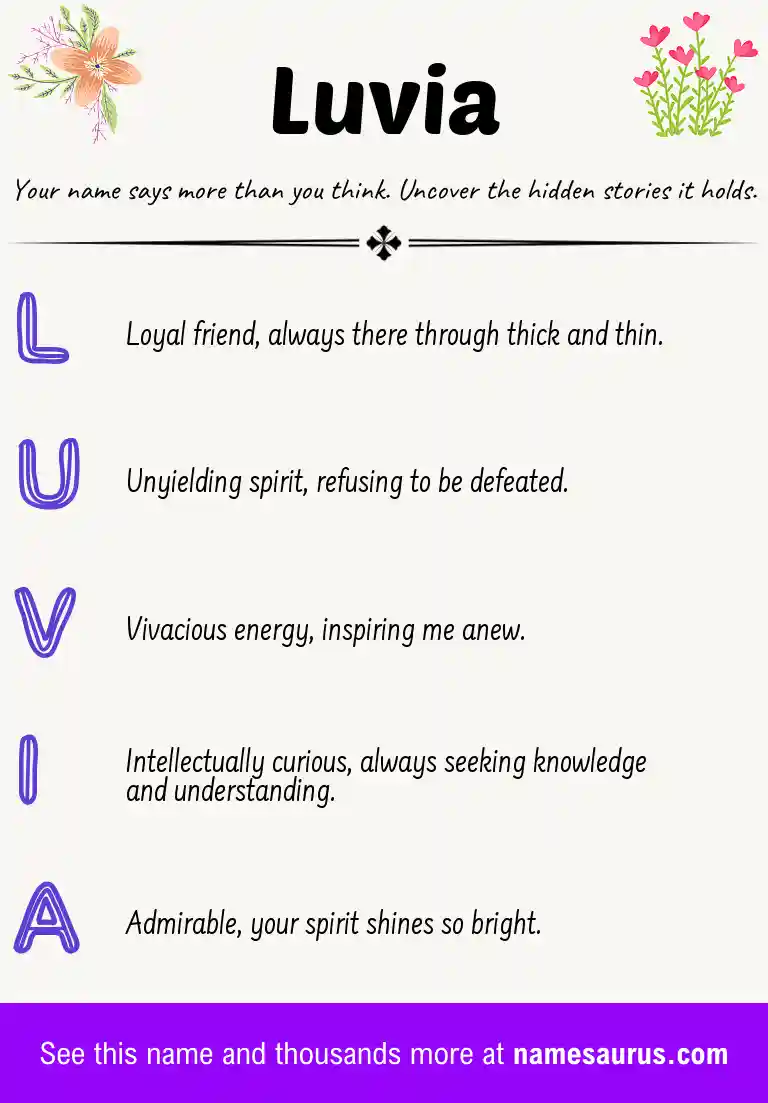 Acrostic poem about Luvia.