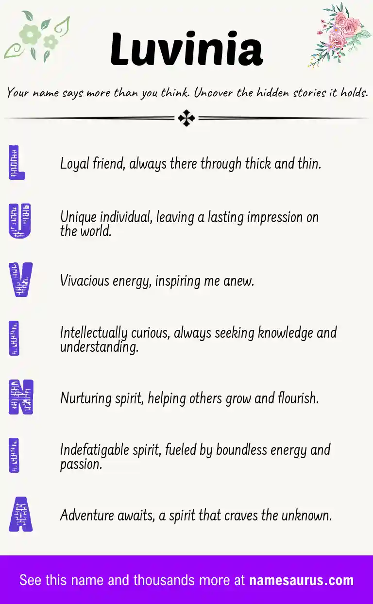 Acrostic poem about Luvinia.