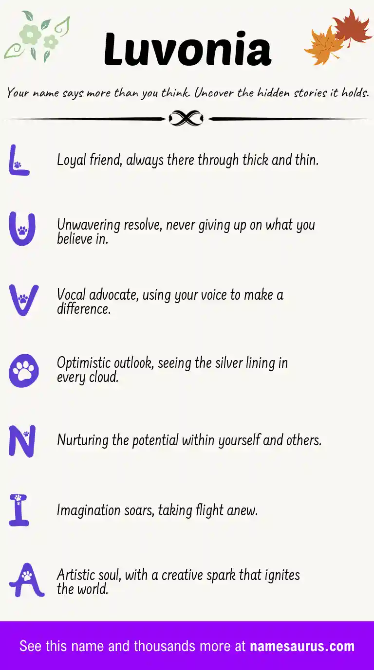 Acrostic poem about Luvonia.