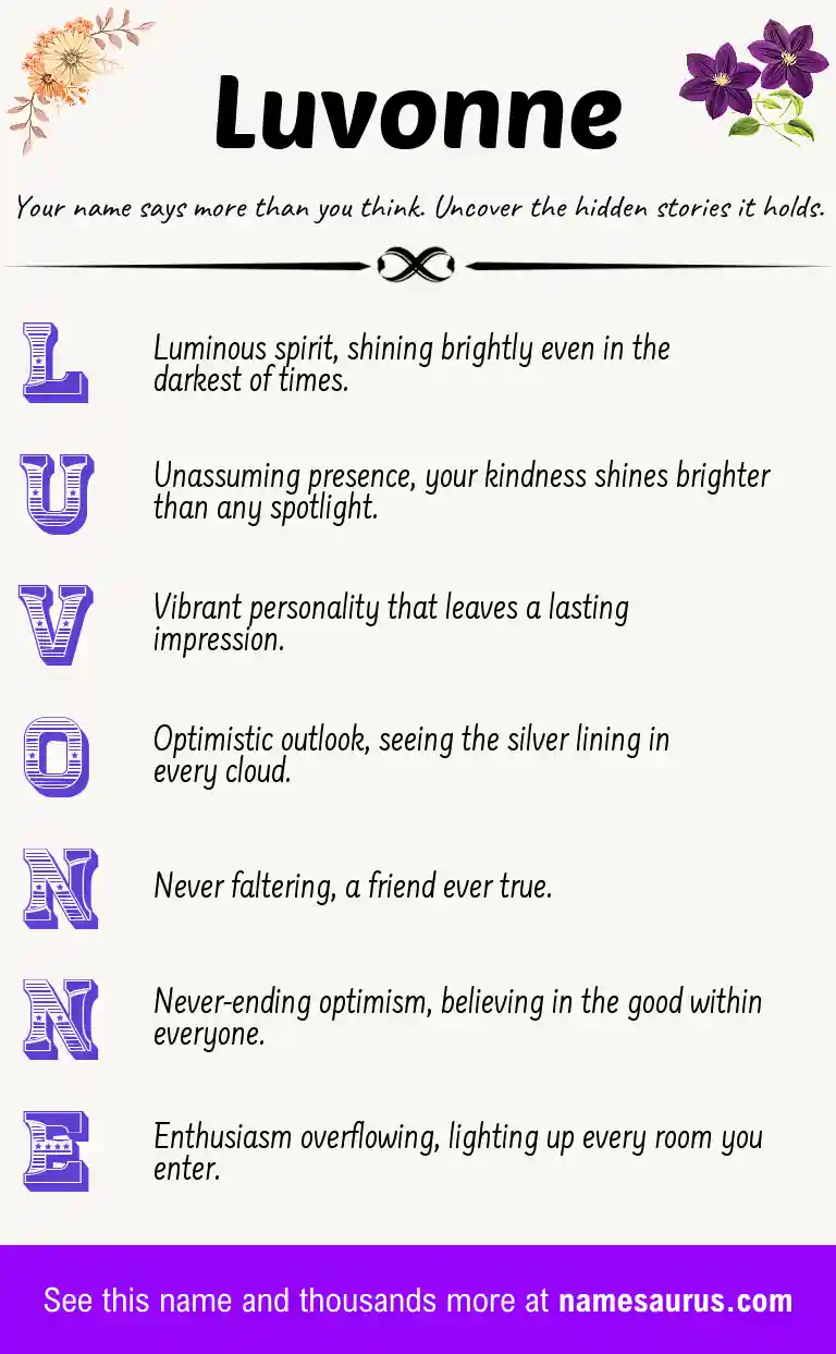 Acrostic poem about Luvonne.
