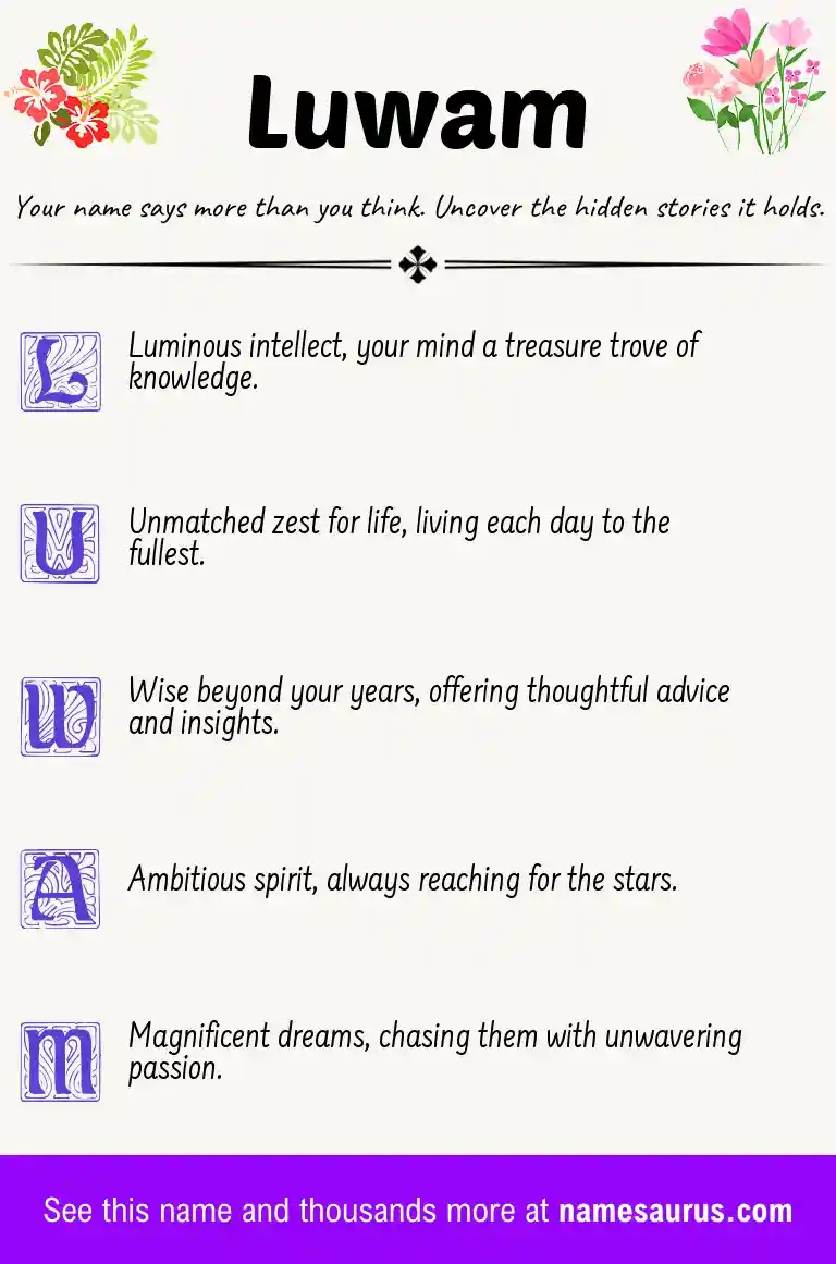 Acrostic poem about Luwam.