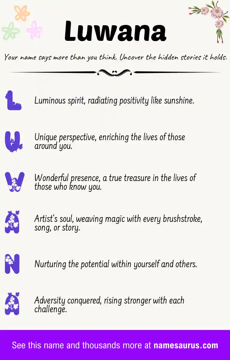 Acrostic poem about Luwana.