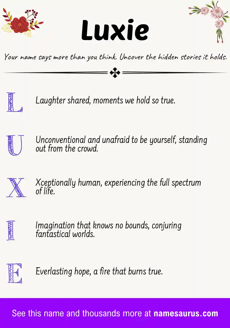 Acrostic poem about Luxie.