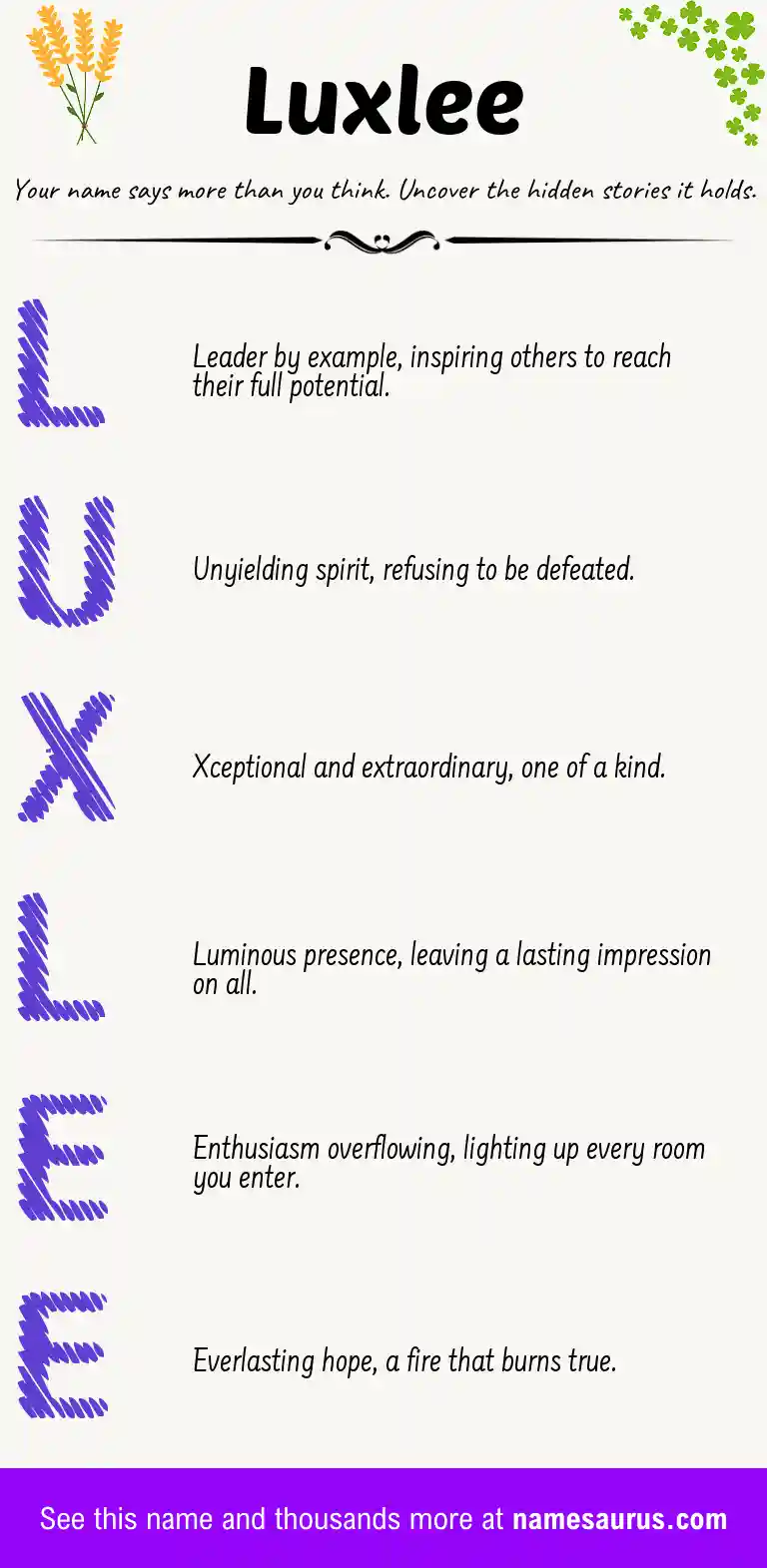 Acrostic poem about Luxlee.