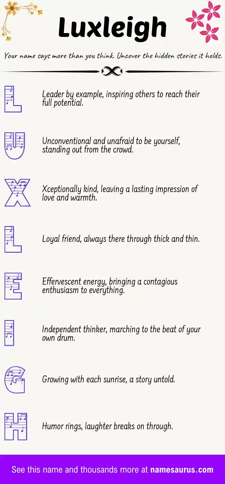 Acrostic poem about Luxleigh.
