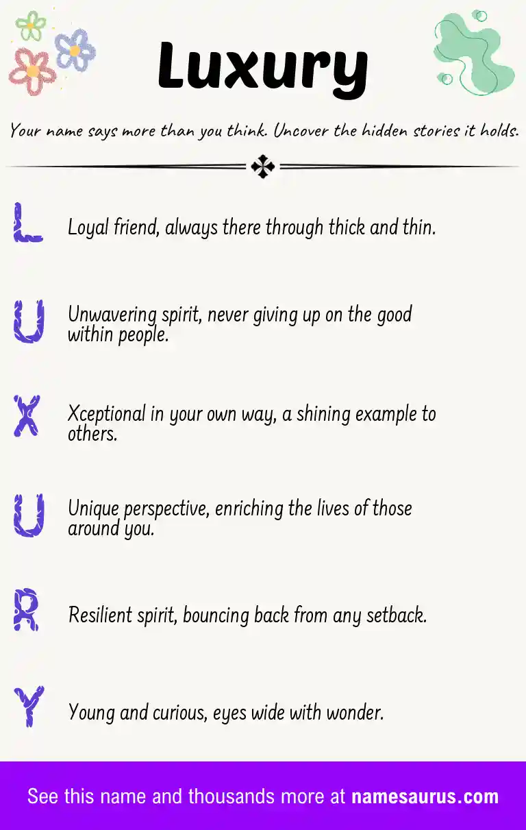 Acrostic poem about Luxury.