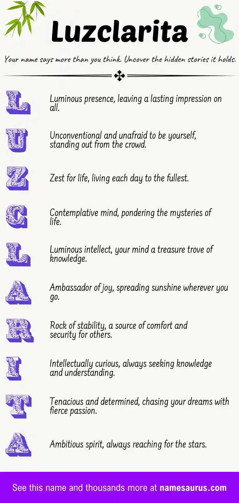 Acrostic poem about Luzclarita.
