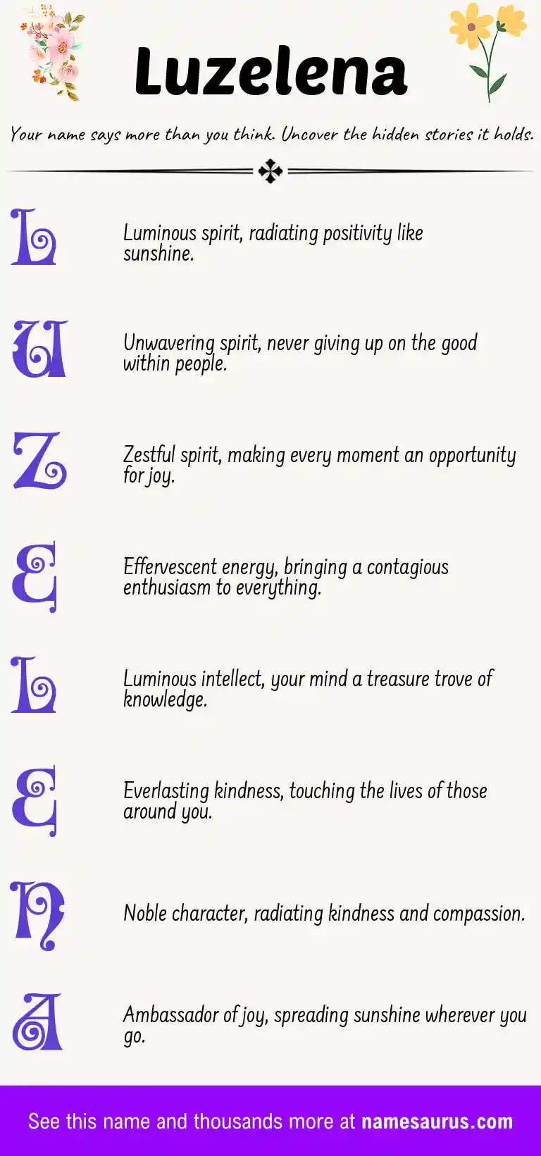 Acrostic poem about Luzelena.