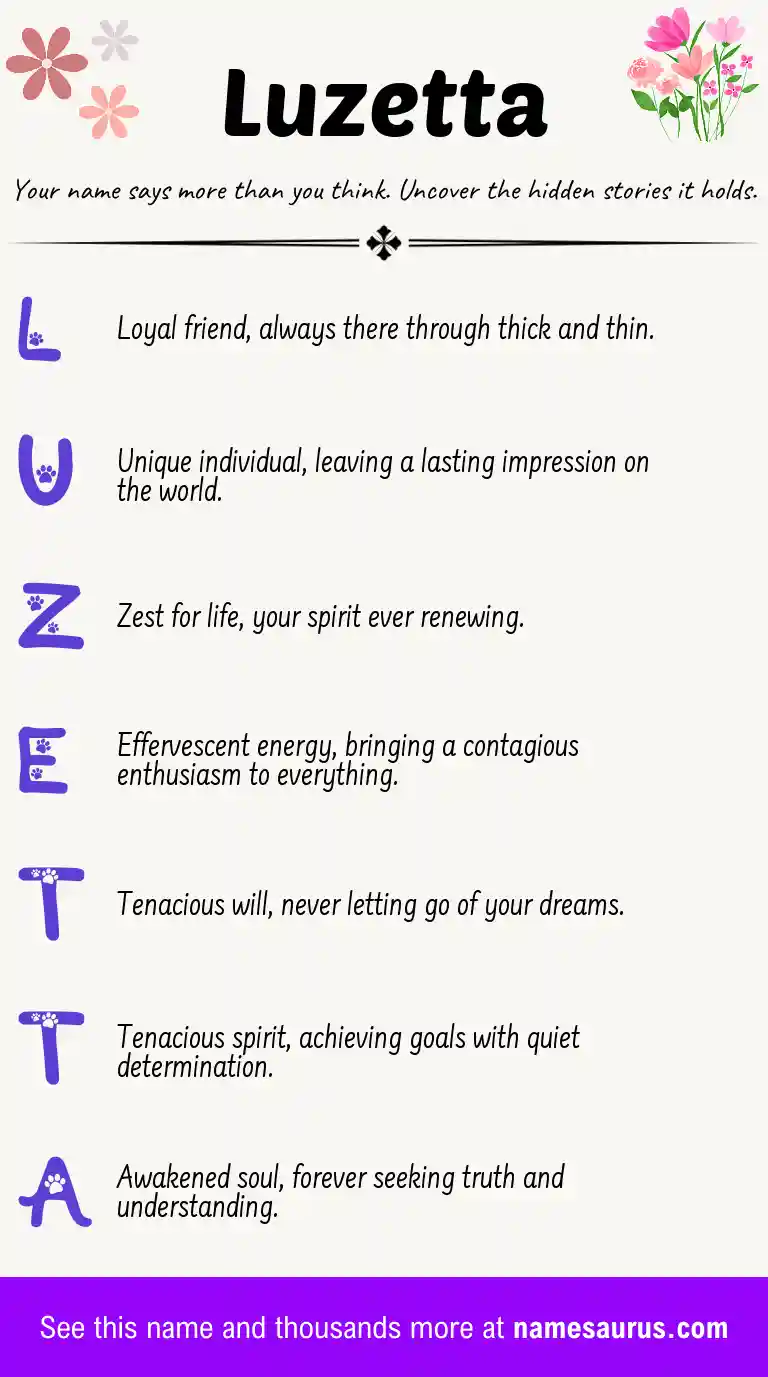 Acrostic poem about Luzetta.