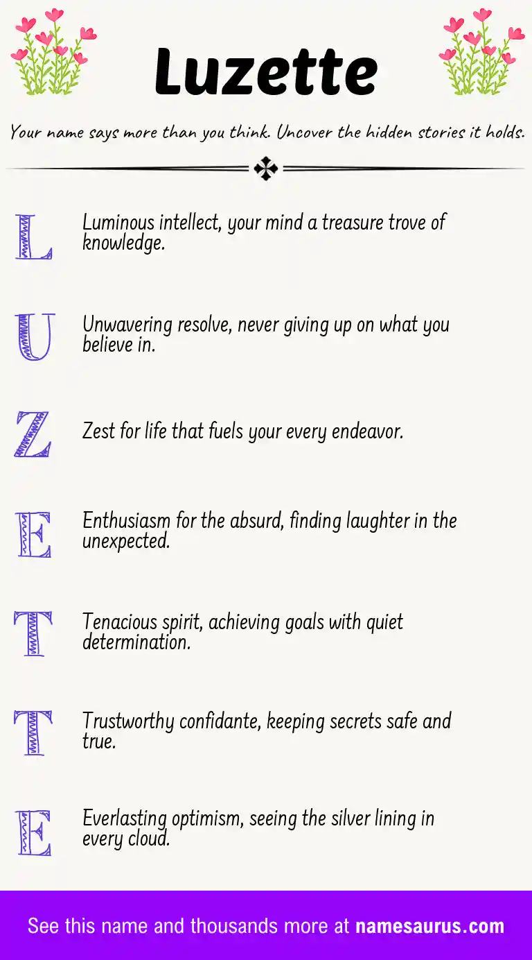 Acrostic poem about Luzette.
