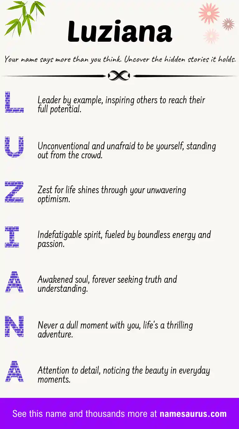 Acrostic poem about Luziana.