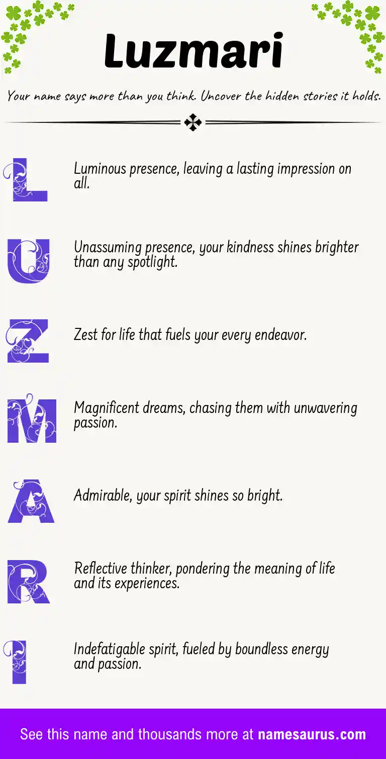 Acrostic poem about Luzmari.