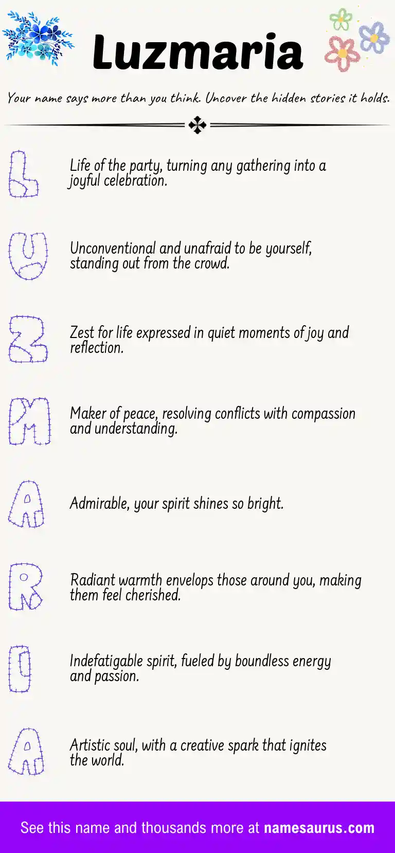 Acrostic poem about Luzmaria.