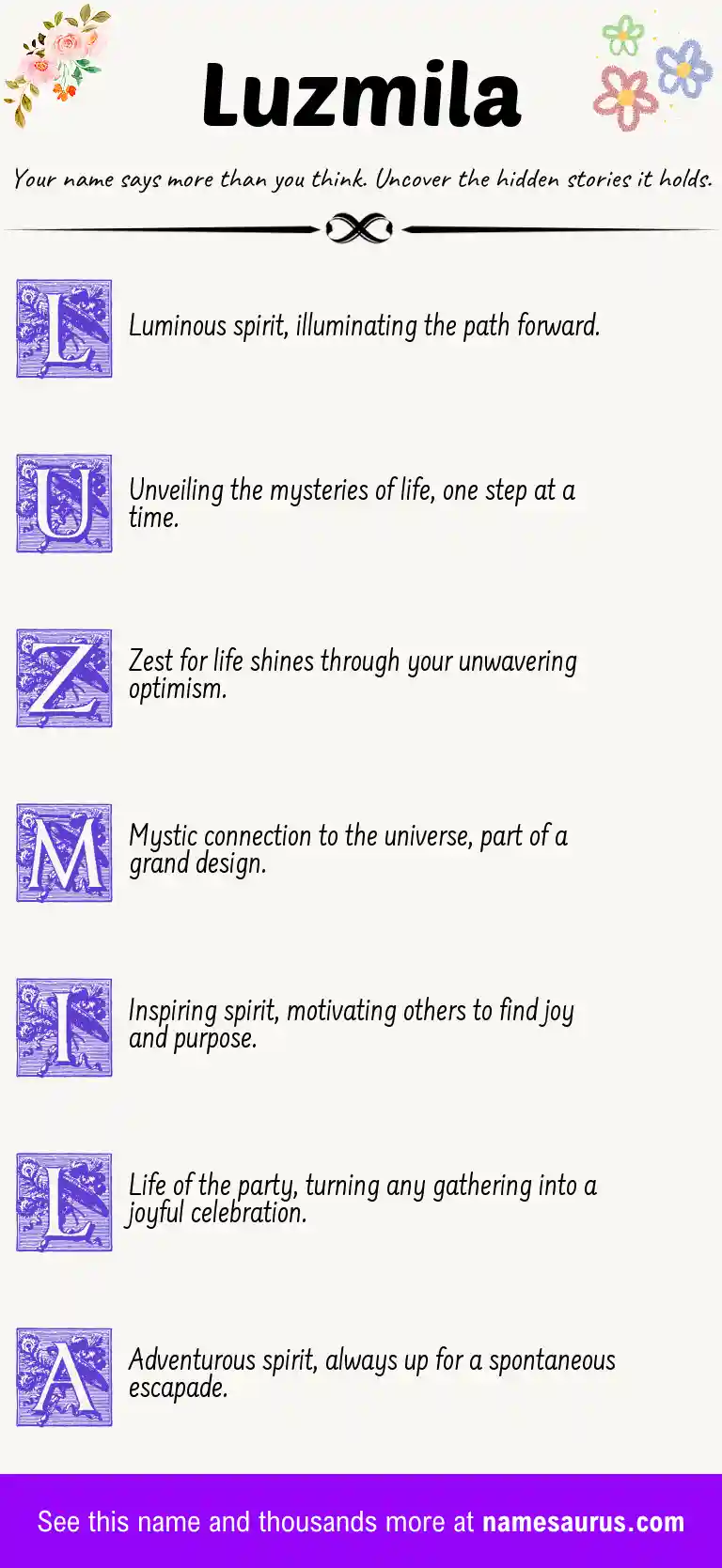 Acrostic poem about Luzmila.