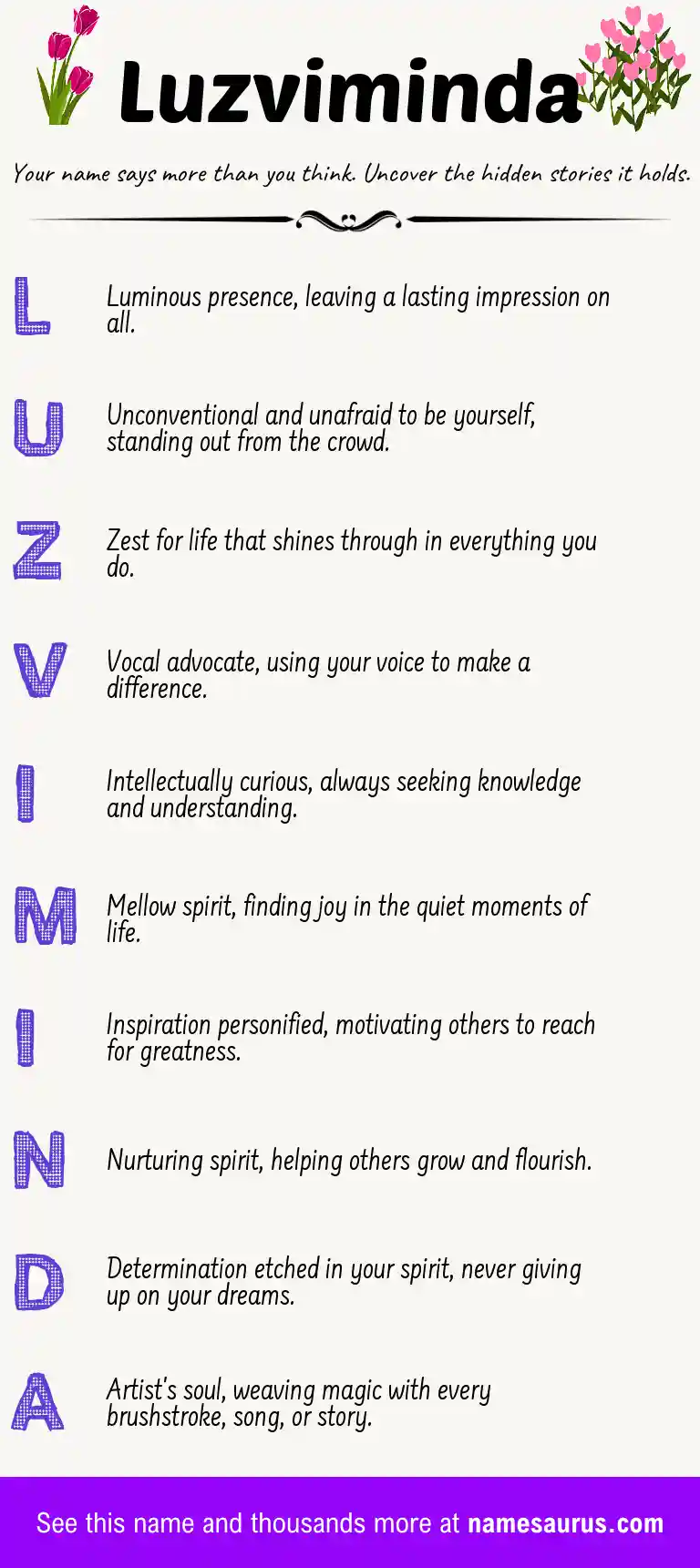 Acrostic poem about Luzviminda.