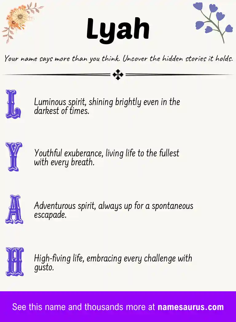 Acrostic poem about Lyah.
