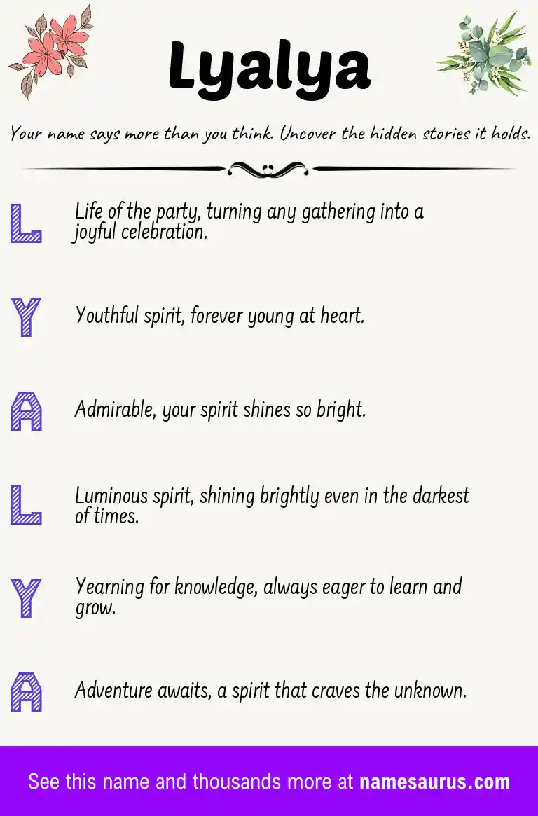 Acrostic poem about Lyalya.