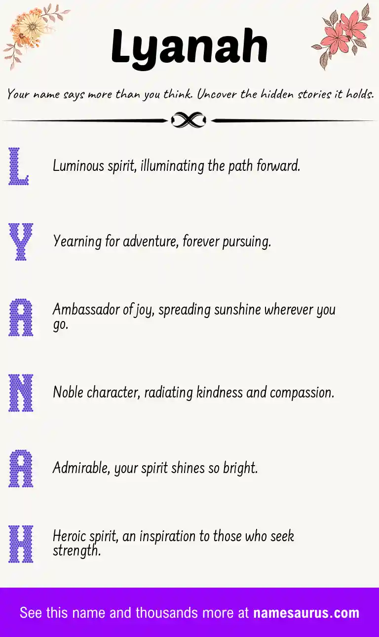 Acrostic poem about Lyanah.