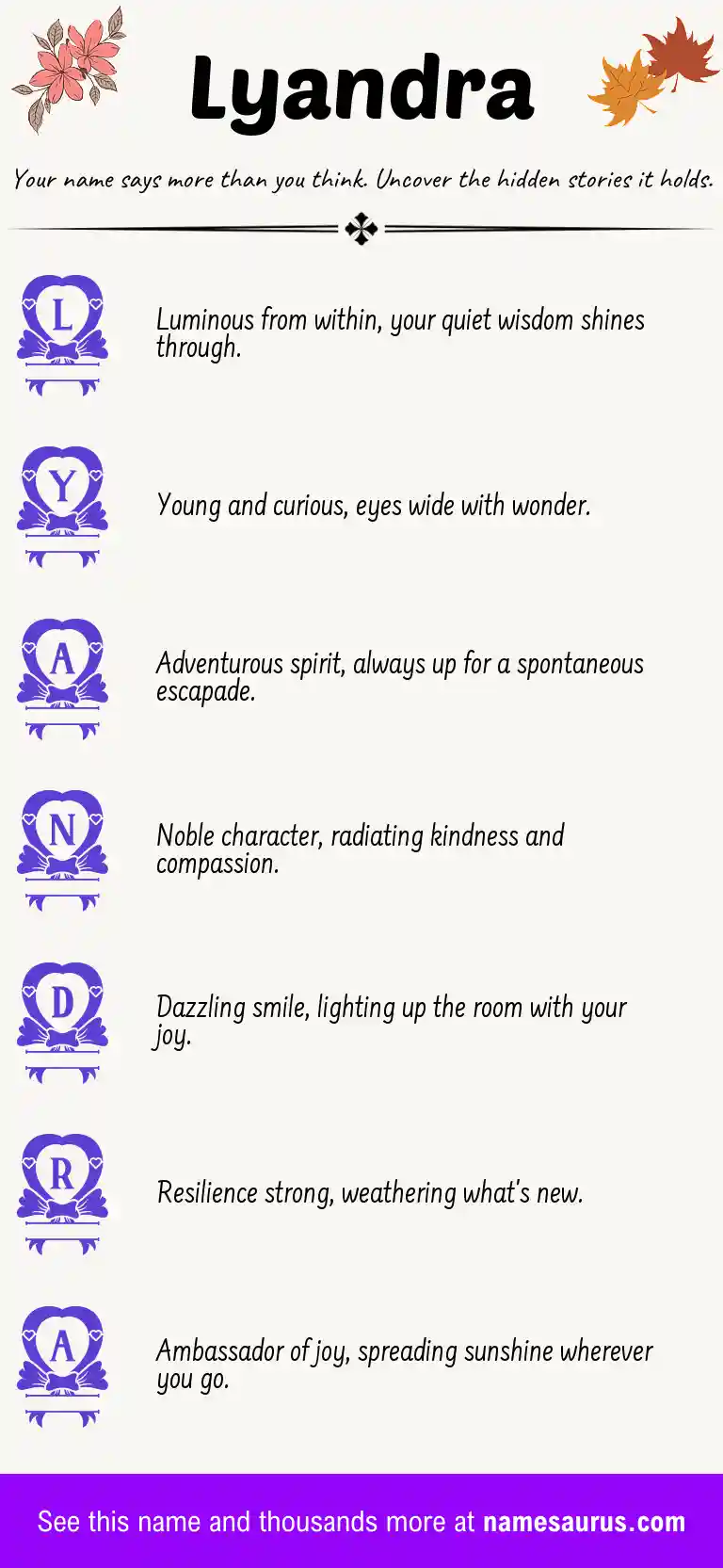 Acrostic poem about Lyandra.