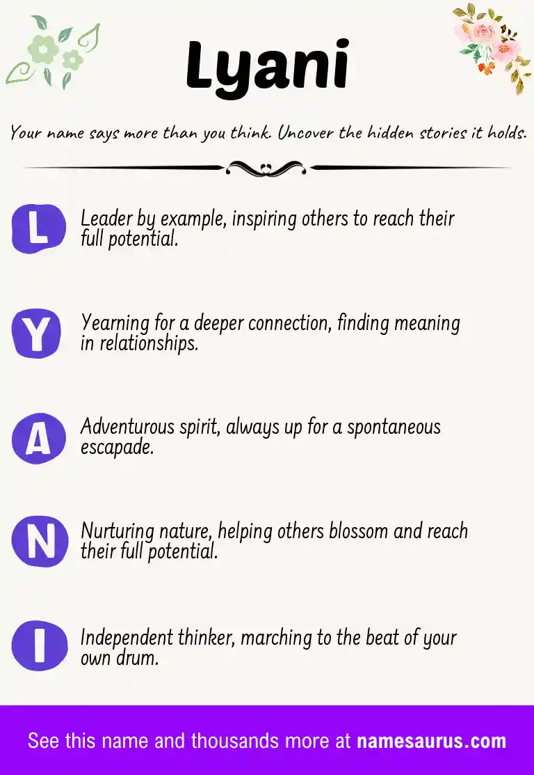 Acrostic poem about Lyani.