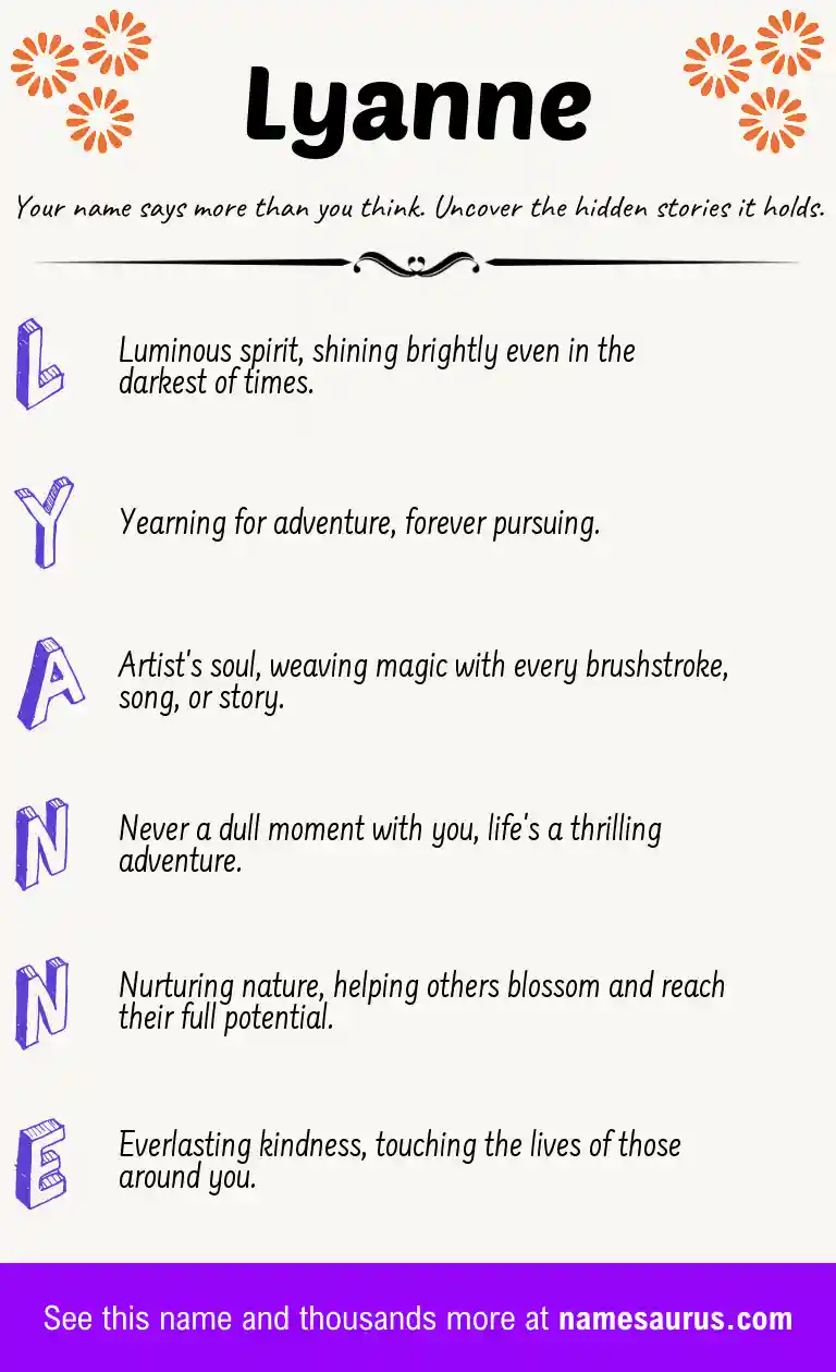 Acrostic poem about Lyanne.