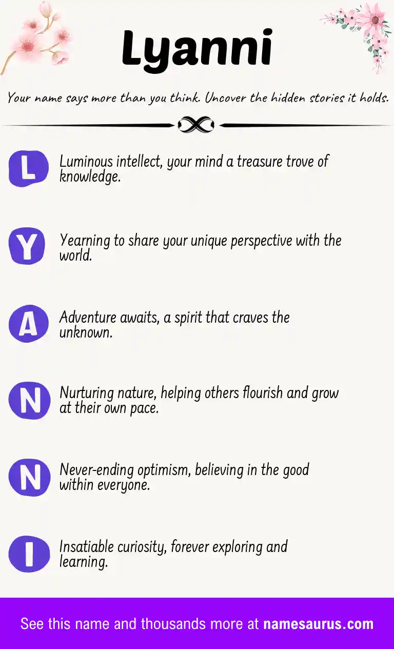 Acrostic poem about Lyanni.