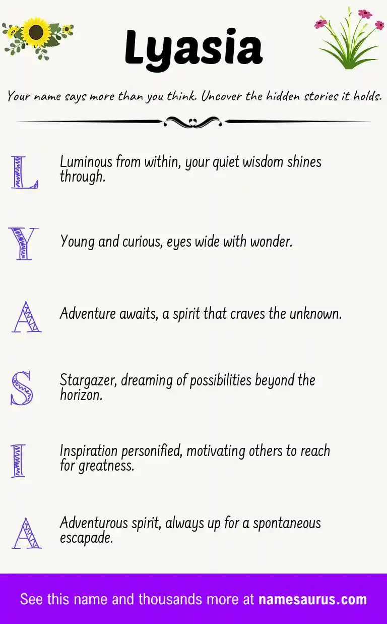 Acrostic poem about Lyasia.