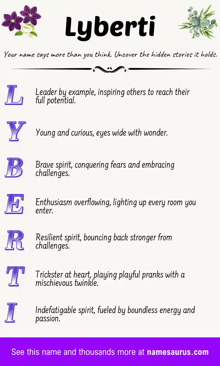 Acrostic poem about Lyberti.