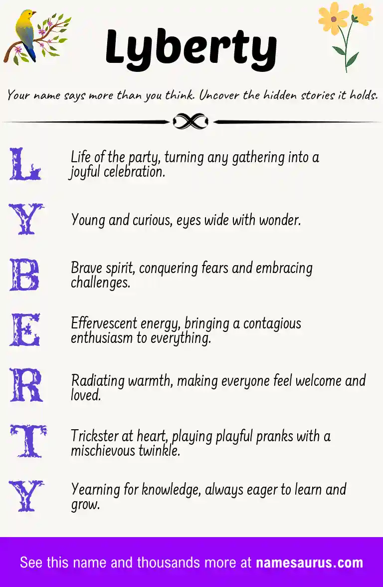 Acrostic poem about Lyberty.
