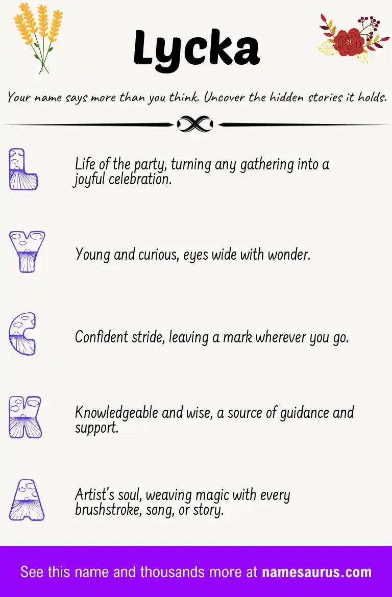 Acrostic poem about Lycka.