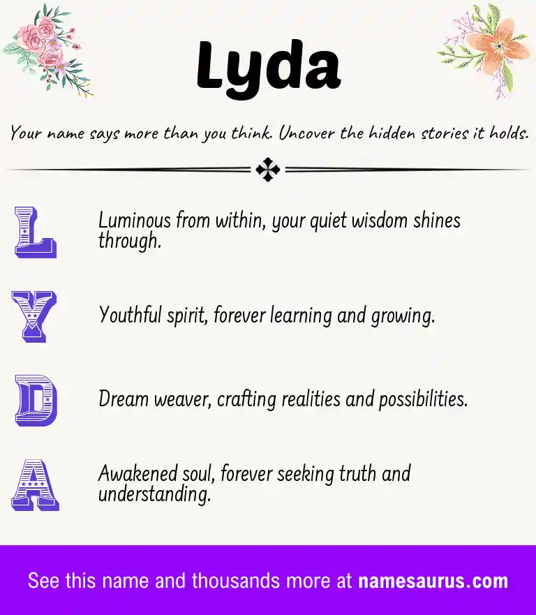 Acrostic poem about Lyda.