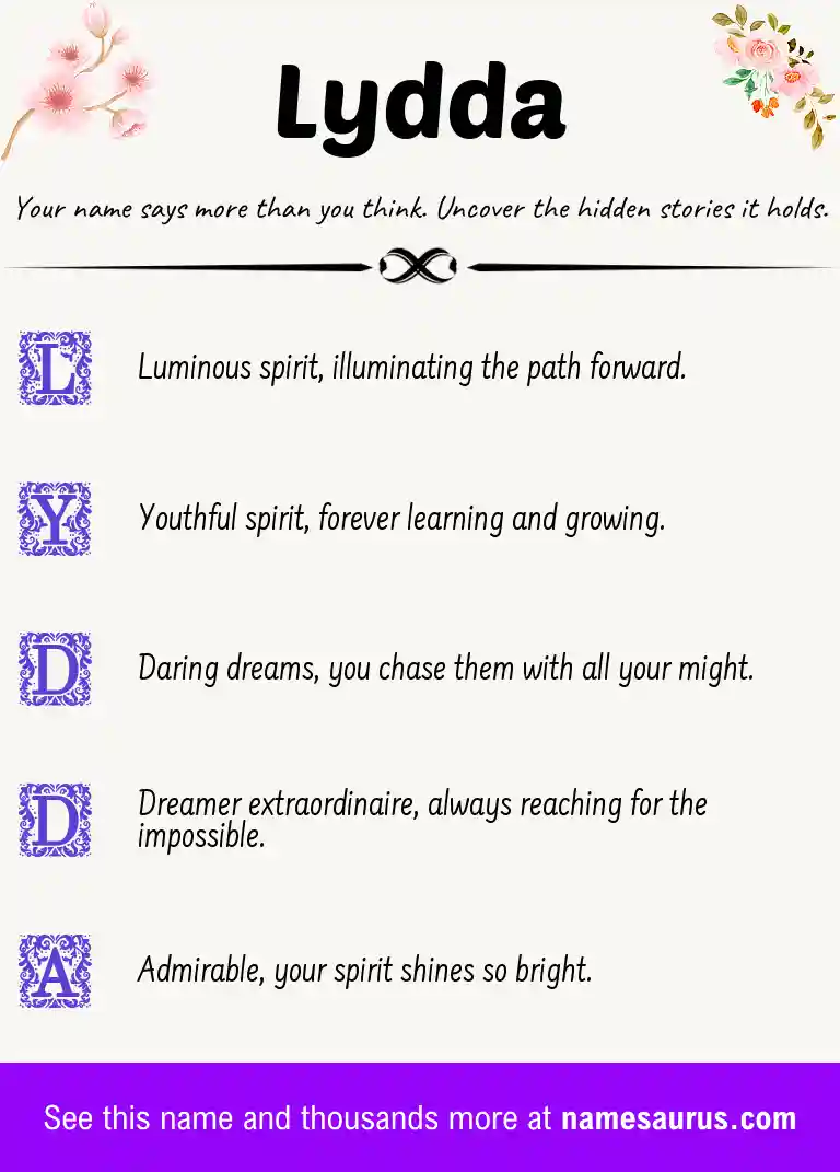 Acrostic poem about Lydda.