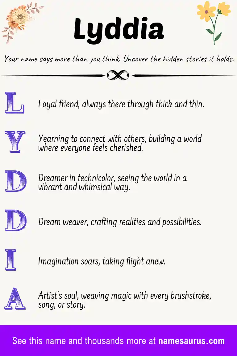 Acrostic poem about Lyddia.