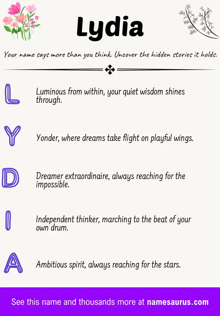 Acrostic poem about Lydia.