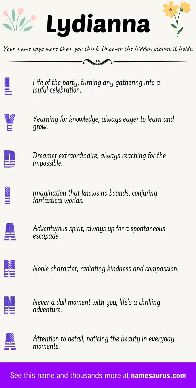 Acrostic poem about Lydianna.