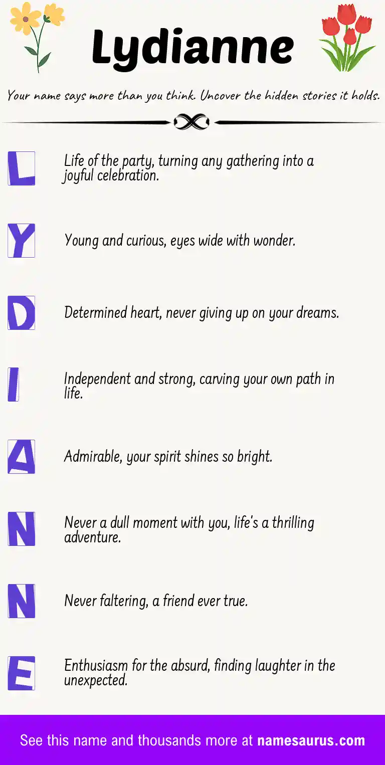 Acrostic poem about Lydianne.